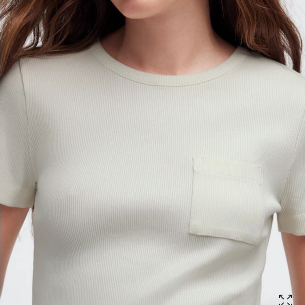 Madewell NWT Garment-Dyed Ribbed Crewneck Pocket Tee